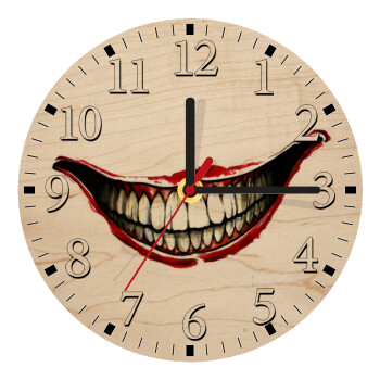 Joker smile, Ρολόι τοίχου ξύλινο plywood (20cm)