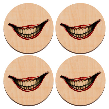Joker smile, ΣΕΤ x4 Σουβέρ ξύλινα στρογγυλά plywood (9cm)
