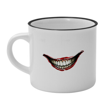 Joker smile, Κούπα κεραμική vintage Λευκή/Μαύρη 230ml