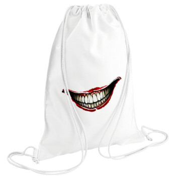 Joker smile, Τσάντα πλάτης πουγκί GYMBAG λευκή (28x40cm)