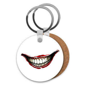 Joker smile, Μπρελόκ Ξύλινο στρογγυλό MDF Φ5cm