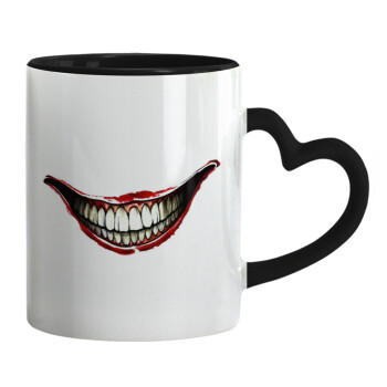 Joker smile, Κούπα καρδιά χερούλι μαύρη, κεραμική, 330ml