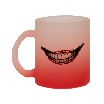 Joker smile, Κούπα γυάλινη δίχρωμη με βάση το κόκκινο ματ, 330ml
