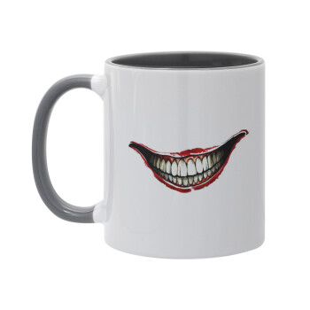 Joker smile, Κούπα χρωματιστή γκρι, κεραμική, 330ml
