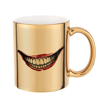 Joker smile, Mug ceramic, gold mirror, 330ml