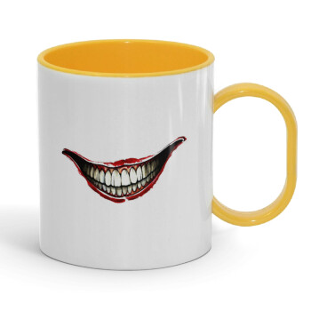 Joker smile, Κούπα (πλαστική) (BPA-FREE) Polymer Κίτρινη για παιδιά, 330ml