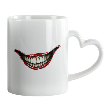 Joker smile, Κούπα καρδιά χερούλι λευκή, κεραμική, 330ml