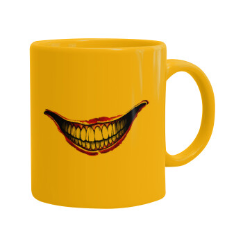 Joker smile, Ceramic coffee mug yellow, 330ml (1pcs)