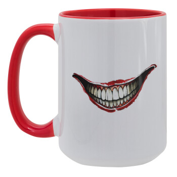 Joker smile, Κούπα Mega 15oz, κεραμική Κόκκινη, 450ml
