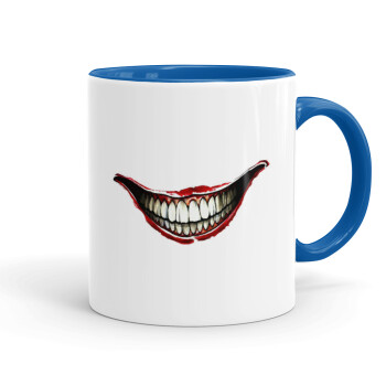 Joker smile, Κούπα χρωματιστή μπλε, κεραμική, 330ml