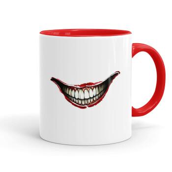 Joker smile, Mug colored red, ceramic, 330ml