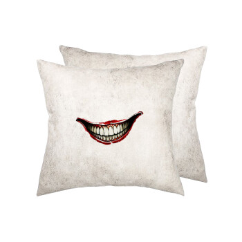 Joker smile, Μαξιλάρι καναπέ Δερματίνη Γκρι 40x40cm με γέμισμα