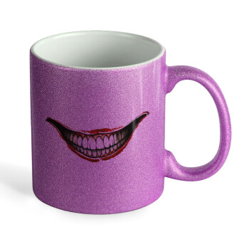 Joker smile, Κούπα Μωβ Glitter που γυαλίζει, κεραμική, 330ml