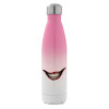 Metal mug thermos Pink/White (Stainless steel), double wall, 500ml