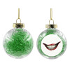 Transparent Christmas tree ball ornament with green filling 8cm