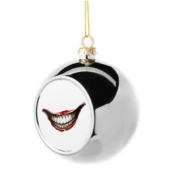 Joker smile, Χριστουγεννιάτικη μπάλα δένδρου Ασημένια 8cm