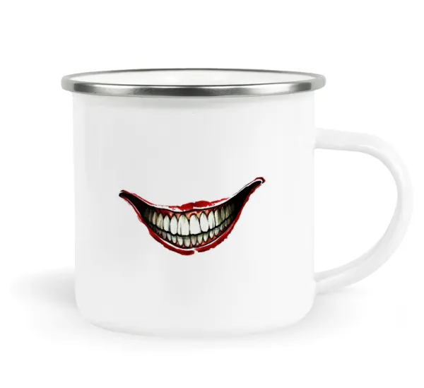 Joker smile — Metallic enamel cup white 360ml