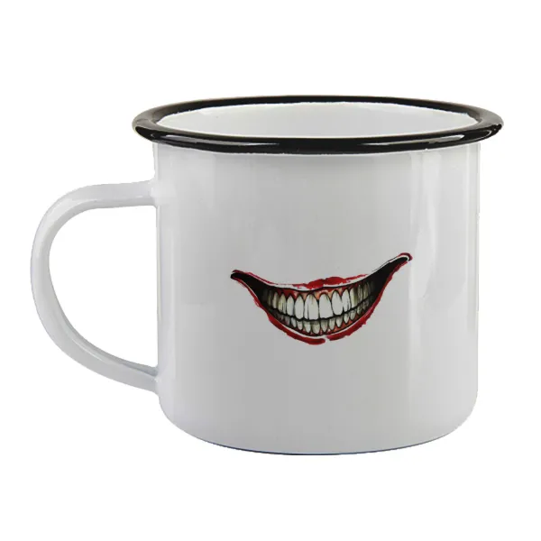 Joker smile — Enamel mug with black rim, 360ml