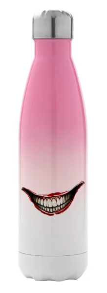 Joker smile — Metal mug thermos Pink/White (Stainless steel), double wall, 500ml