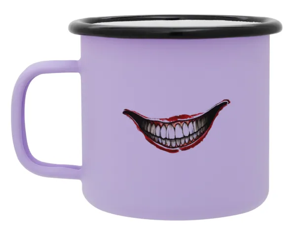 Joker smile — Metal enamel mug, matte light pastel purple, 360ml