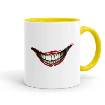 Joker smile, Mug colored yellow, ceramic, 330ml