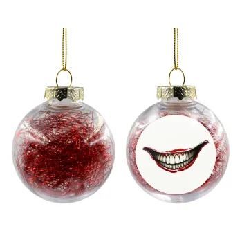 Joker smile, Transparent Christmas tree ball ornament with red filling 8cm