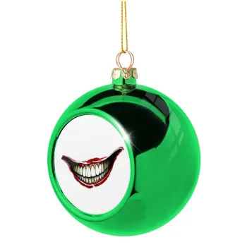 Joker smile, Green Christmas tree ornament ball 8cm