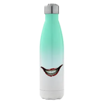 Joker smile, Μεταλλικό παγούρι θερμός Πράσινο/Λευκό (Stainless steel), διπλού τοιχώματος, 500ml