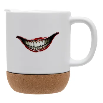 Joker smile, Κούπα, κεραμική με βάση φελού και καπάκι (ΜΑΤ), 330ml