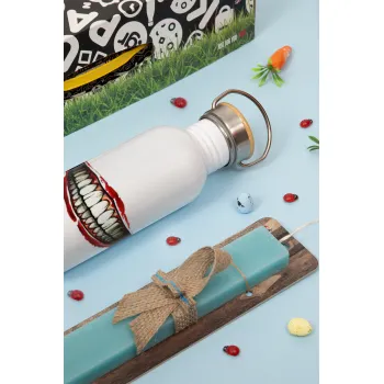 Joker smile, Πασχαλινή Λαμπάδα με παγούρι μεταλλικό (620ml, stainless steel) & κερί αρωματικό πλακέ (30cm) (ΤΙΡΚΟΥΑΖ)