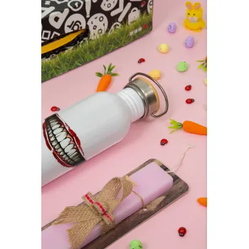 Joker smile, Πασχαλινή Λαμπάδα με παγούρι μεταλλικό (620ml, stainless steel) & κερί αρωματικό πλακέ (30cm) (ΡΟΖ)