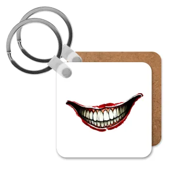Joker smile, Μπρελόκ Ξύλινο τετράγωνο MDF