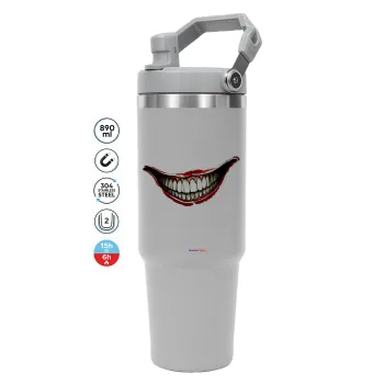 Joker smile, GREY color, 890ml (30oz) stainless Steel Tumbler with Handle