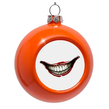 Joker smile, Orange Christmas tree ornament bauble 8cm