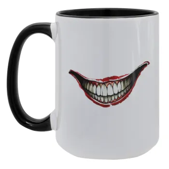 Joker smile, Κούπα Mega 15oz, κεραμική Μαύρη, 450ml