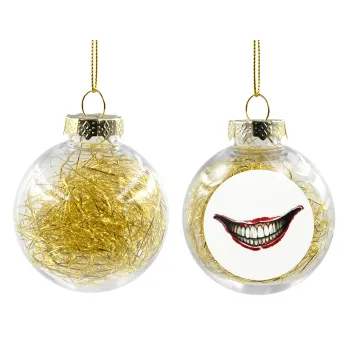 Joker smile, Στολίδι Χριστουγεννιάτικη μπάλα δένδρου διάφανη με χρυσό γέμισμα 8cm