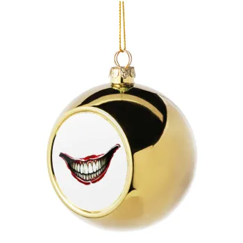 Joker smile, Στολίδι Χριστουγεννιάτικη μπάλα δένδρου Χρυσή 8cm