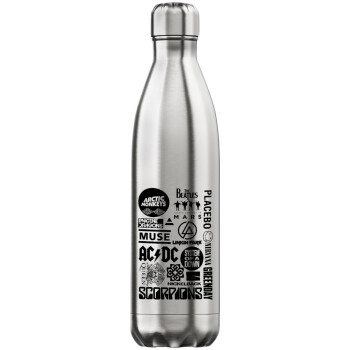 Best Rock Bands Collection, Μεταλλικό παγούρι θερμός Inox (Stainless steel), διπλού τοιχώματος, 750ml