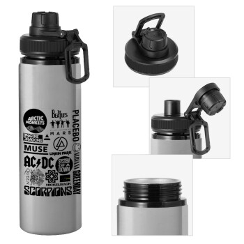 Best Rock Bands Collection, Metallic water bottle with safety cap, 850ml aluminum
