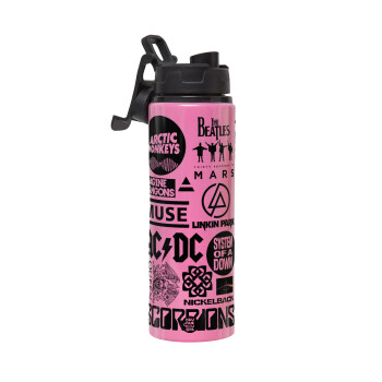 Best Rock Bands Collection, Metallic water bottle with safety lid, 850ml aluminum