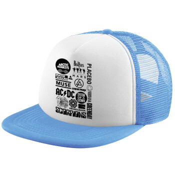 Best Rock Bands Collection, Καπέλο Soft Trucker με Δίχτυ Γαλάζιο/Λευκό