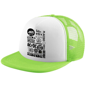 Best Rock Bands Collection, Καπέλο Soft Trucker με Δίχτυ Πράσινο/Λευκό