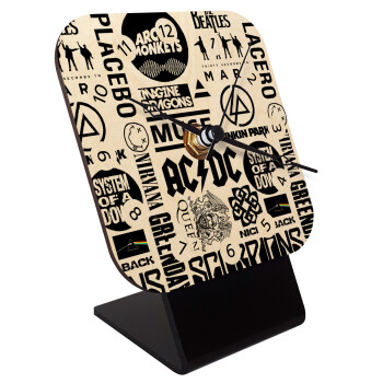 Best Rock Bands Collection, Quartz Table clock in natural wood (10cm)