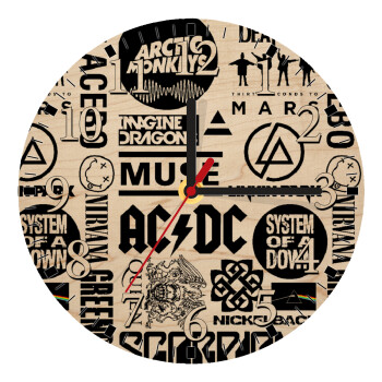 Best Rock Bands Collection, Ρολόι τοίχου ξύλινο plywood (20cm)