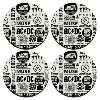 Best Rock Bands Collection, SET of 4 round wooden coasters (9cm)