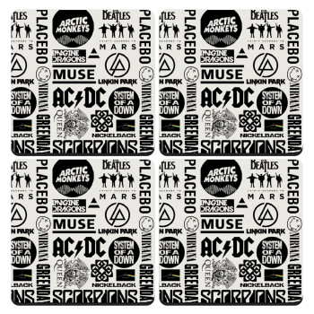 Best Rock Bands Collection, ΣΕΤ 4 Σουβέρ ξύλινα τετράγωνα (9cm)
