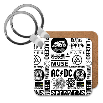Best Rock Bands Collection, Μπρελόκ Ξύλινο τετράγωνο MDF
