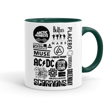 Best Rock Bands Collection, Mug colored green, ceramic, 330ml