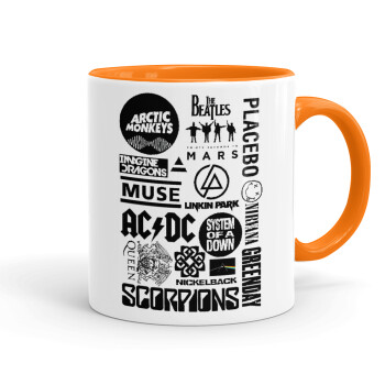 Best Rock Bands Collection, Κούπα χρωματιστή πορτοκαλί, κεραμική, 330ml