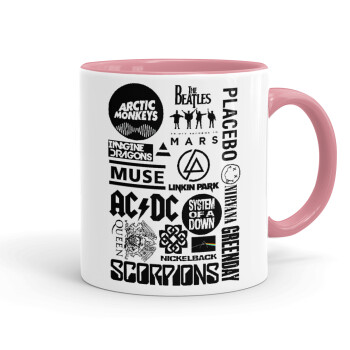 Best Rock Bands Collection, Mug colored pink, ceramic, 330ml